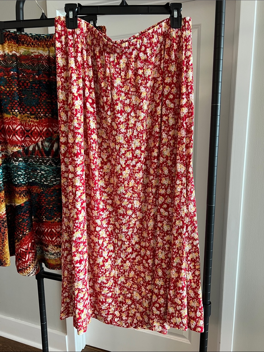 Floral Print Maxi Pull On gathered Prairie Peasant Skirt size XL
